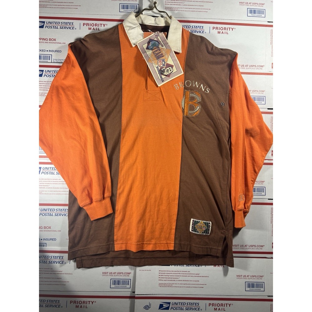 VINTAGE ‎ NWT Cleveland Browns Mirage Polo Shirt Adult Medium  Rugby Mens